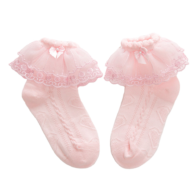 Girls Solid Color Bow Accessories Socks