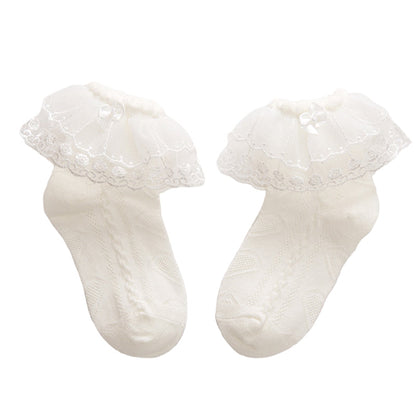Girls Solid Color Bow Accessories Socks