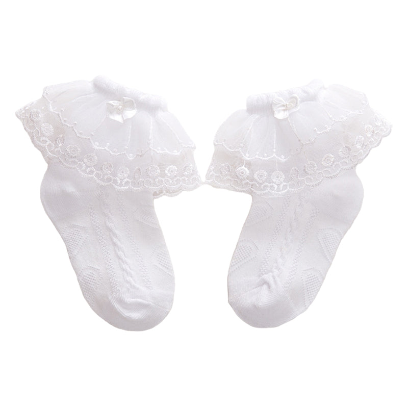 Girls Solid Color Bow Accessories Socks