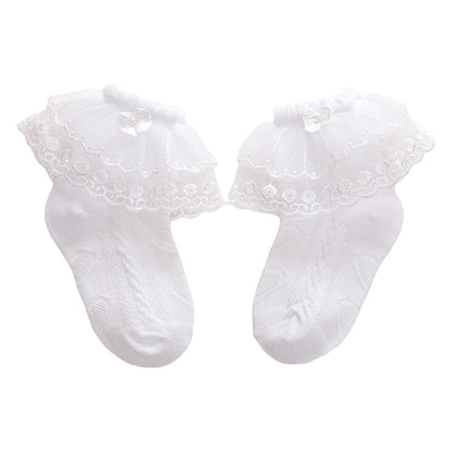 Girls Solid Color Bow Accessories Socks