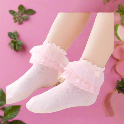 Girls Solid Color Bow Accessories Socks