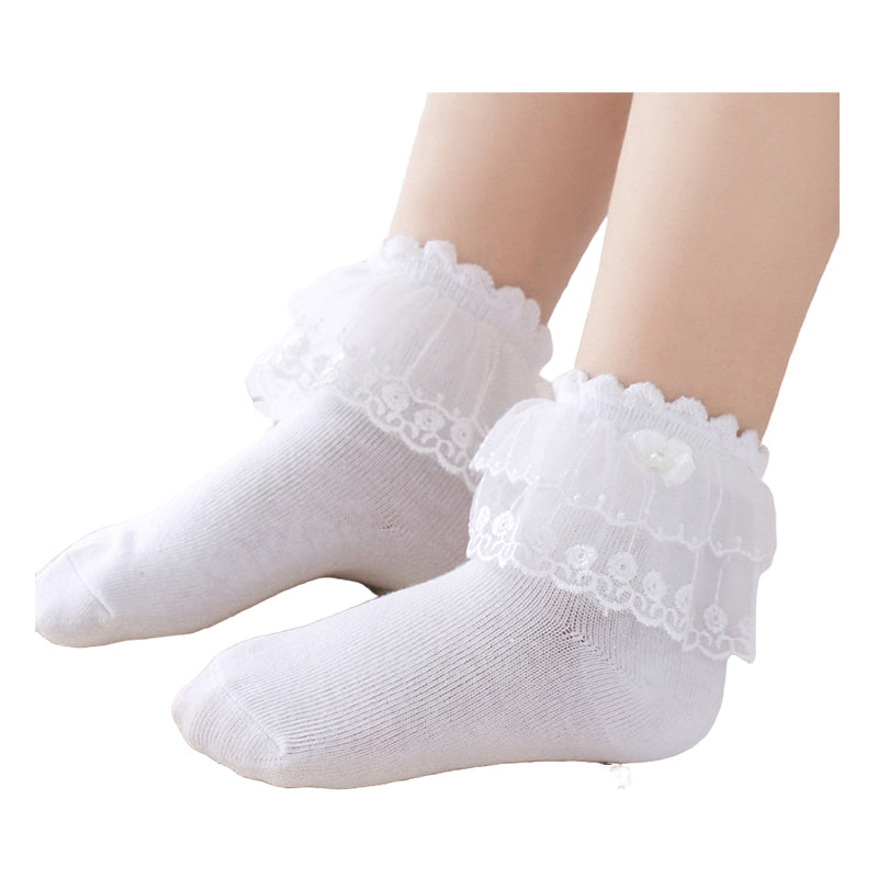 Girls Solid Color Bow Accessories Socks