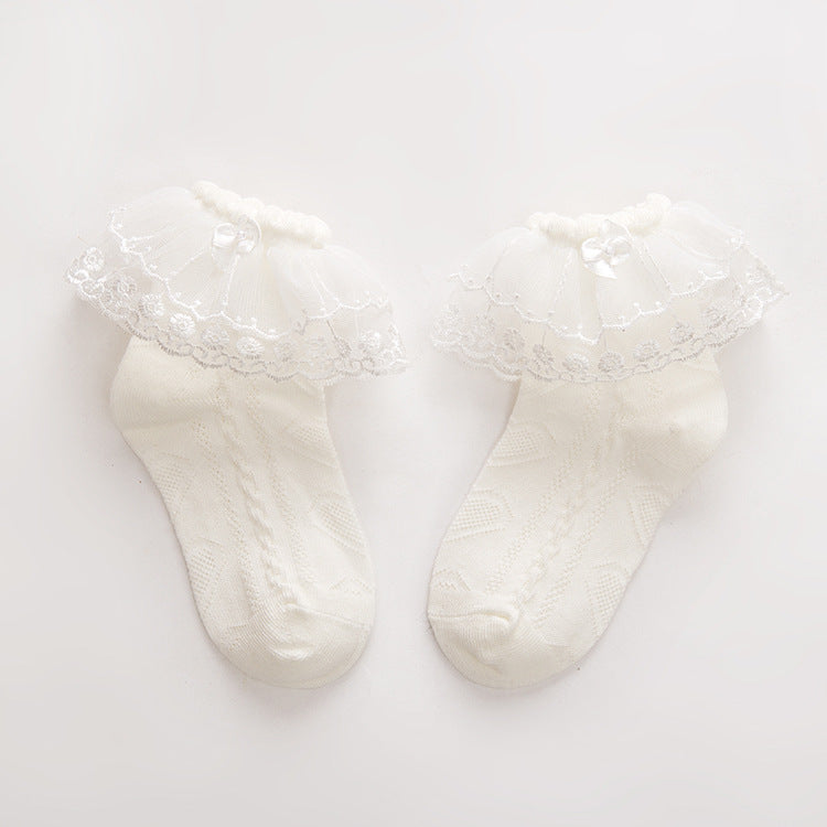 Girls Solid Color Bow Accessories Socks