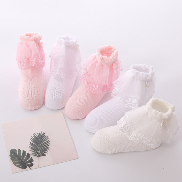 Girls Solid Color Bow Accessories Socks