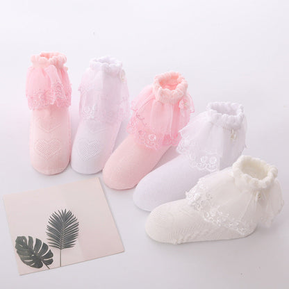 Girls Solid Color Bow Accessories Socks