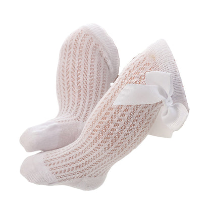 Girls Solid Color Bow Accessories Socks