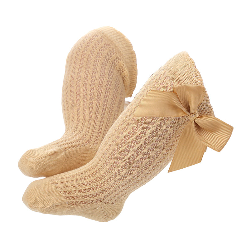 Girls Solid Color Bow Accessories Socks