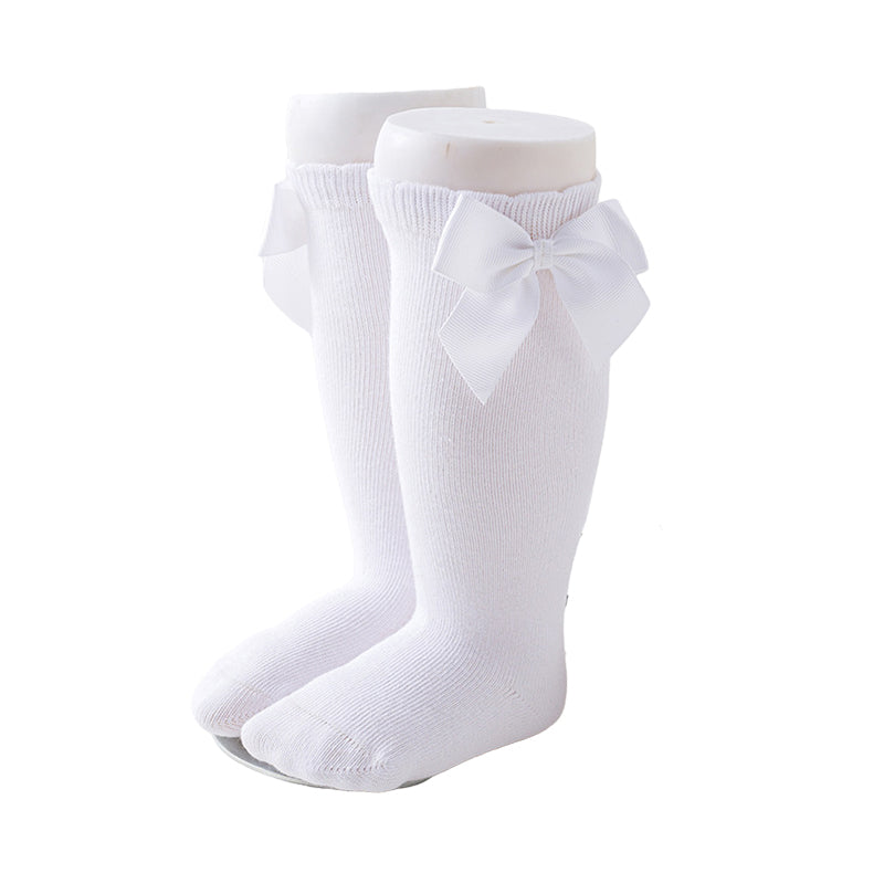 Girls Solid Color Bow Accessories Socks
