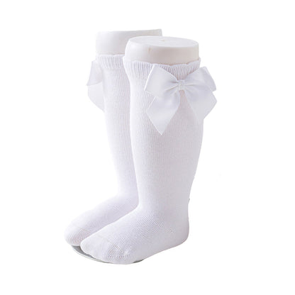 Girls Solid Color Bow Accessories Socks