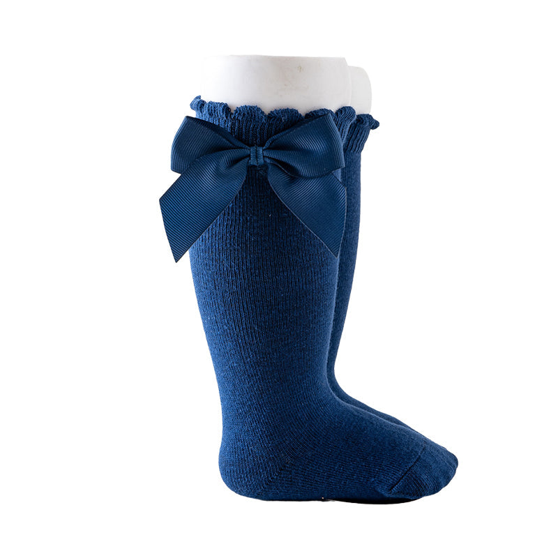 Girls Solid Color Bow Accessories Socks