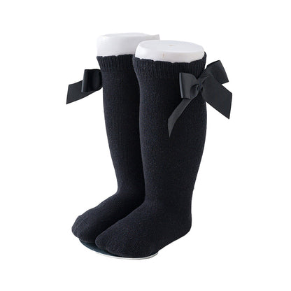 Girls Solid Color Bow Accessories Socks