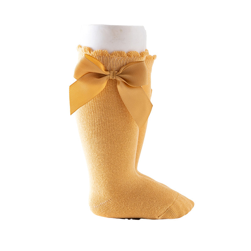 Girls Solid Color Bow Accessories Socks
