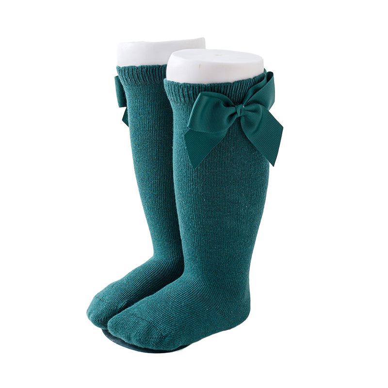 Girls Solid Color Bow Accessories Socks
