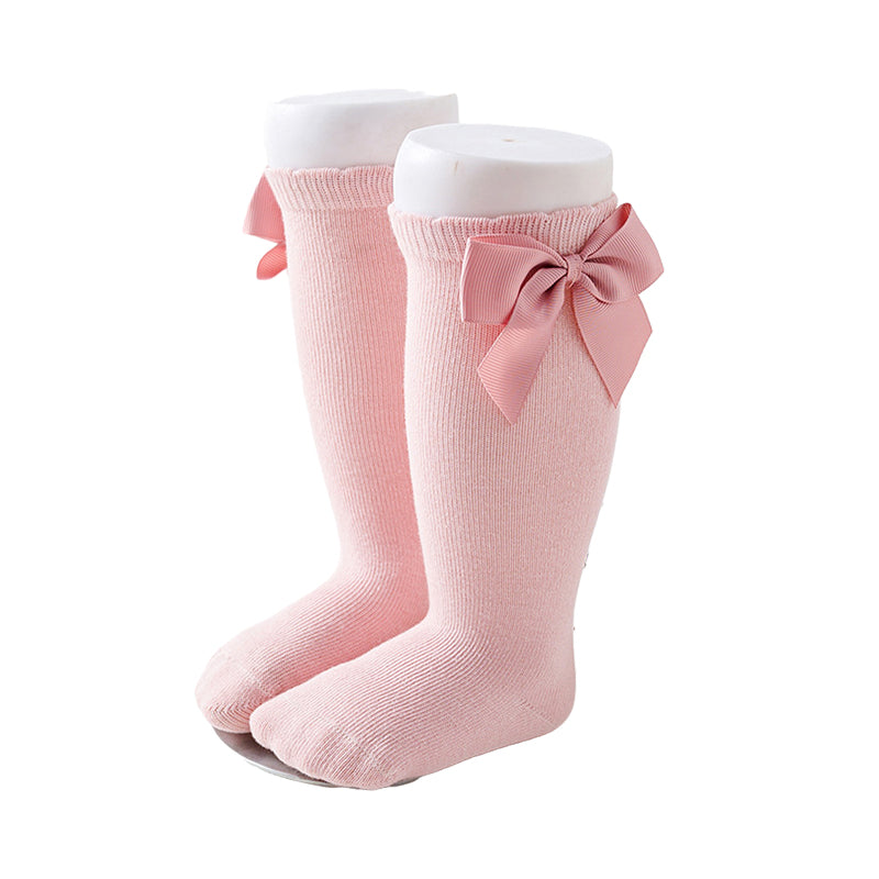 Girls Solid Color Bow Accessories Socks
