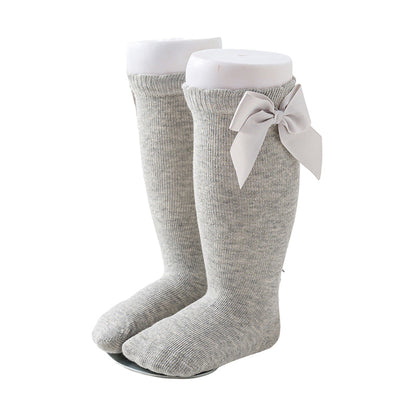 Girls Solid Color Bow Accessories Socks