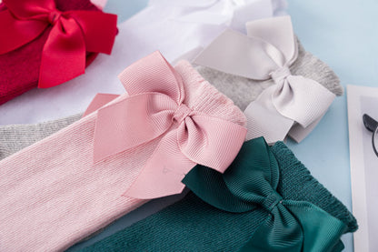Girls Solid Color Bow Accessories Socks
