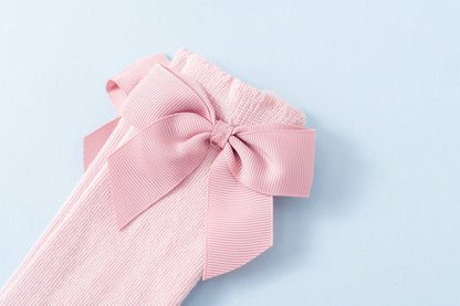Girls Solid Color Bow Accessories Socks