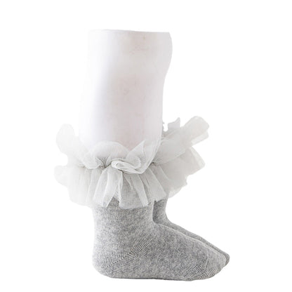 Baby Kid Girls Solid Color Lace Accessories Socks