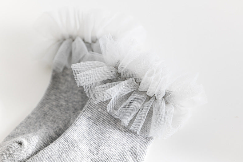 Baby Kid Girls Solid Color Lace Accessories Socks