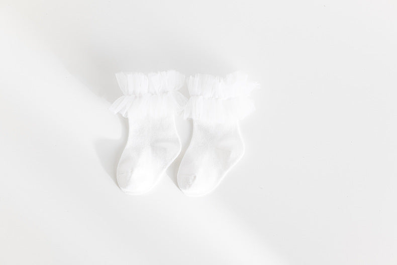 Baby Kid Girls Solid Color Lace Accessories Socks