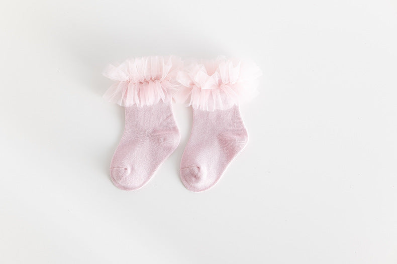 Baby Kid Girls Solid Color Lace Accessories Socks