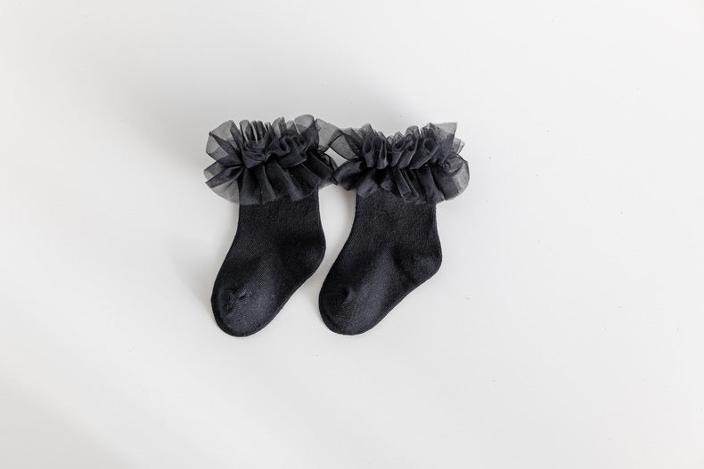 Baby Kid Girls Solid Color Lace Accessories Socks