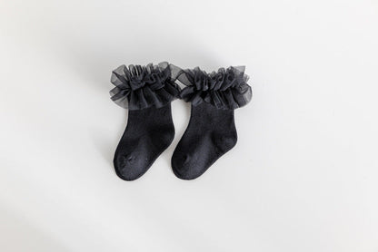 Baby Kid Girls Solid Color Lace Accessories Socks