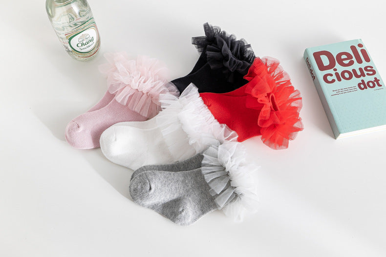Baby Kid Girls Solid Color Lace Accessories Socks