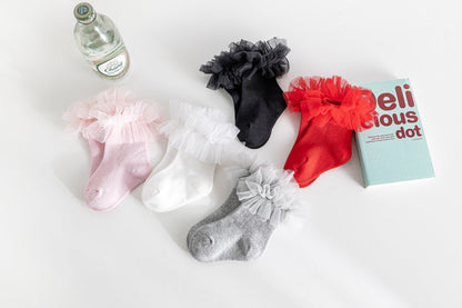 Baby Kid Girls Solid Color Lace Accessories Socks