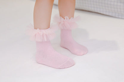 Baby Kid Girls Solid Color Lace Accessories Socks