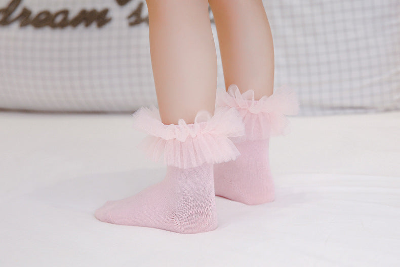 Baby Kid Girls Solid Color Lace Accessories Socks