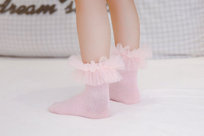 Baby Kid Girls Solid Color Lace Accessories Socks