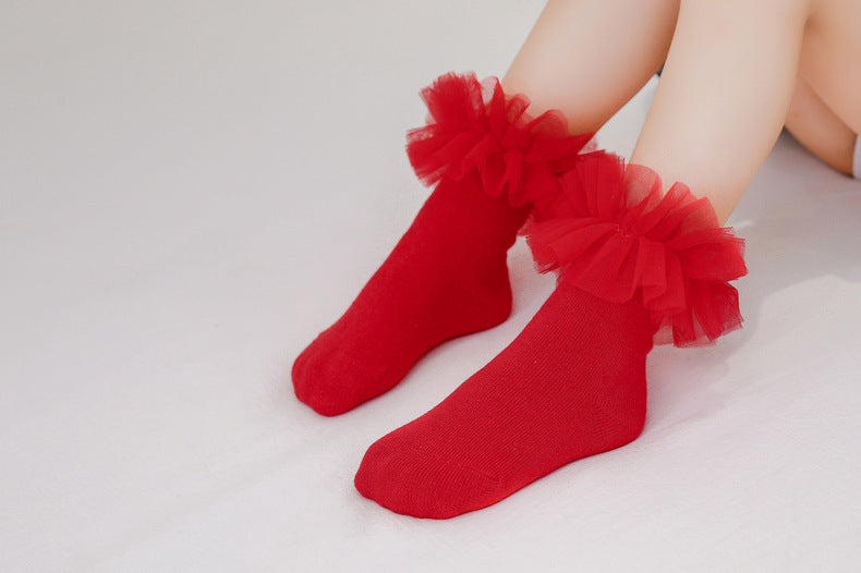Baby Kid Girls Solid Color Lace Accessories Socks