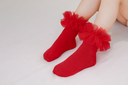 Baby Kid Girls Solid Color Lace Accessories Socks