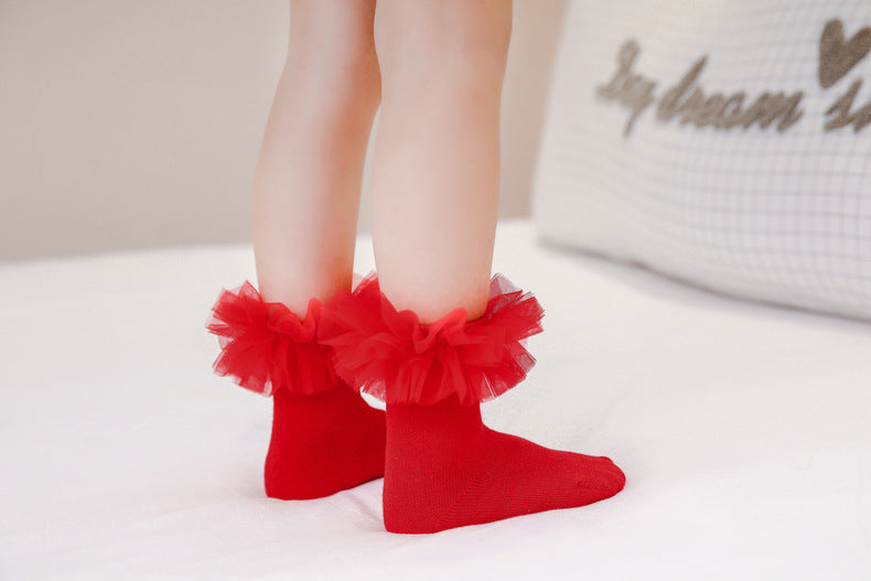 Baby Kid Girls Solid Color Lace Accessories Socks