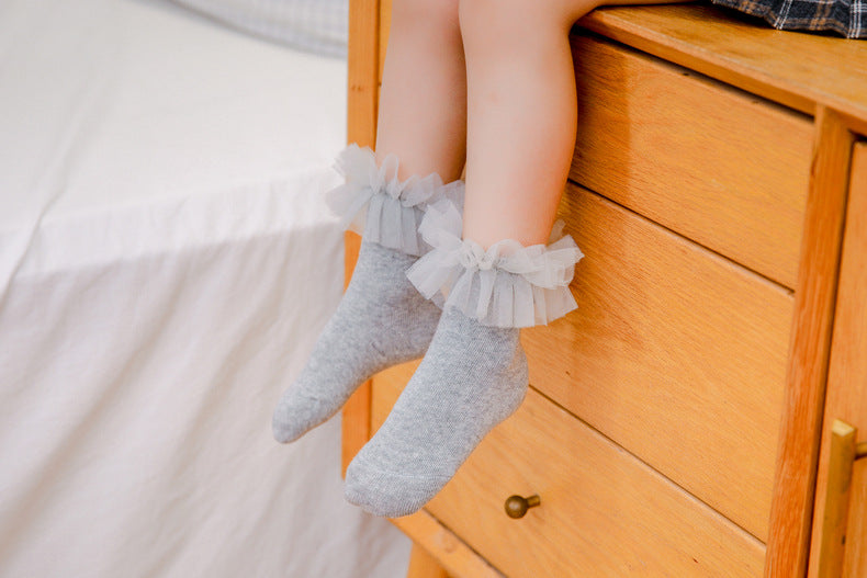 Baby Kid Girls Solid Color Lace Accessories Socks