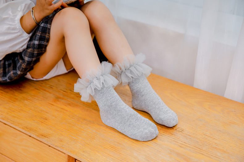 Baby Kid Girls Solid Color Lace Accessories Socks