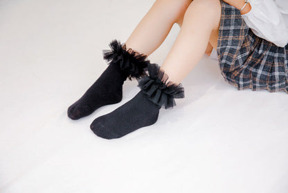 Baby Kid Girls Solid Color Lace Accessories Socks