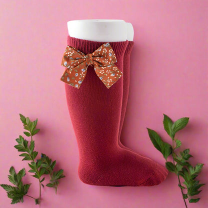 Baby Unisex Solid Color Bow Print Accessories Socks