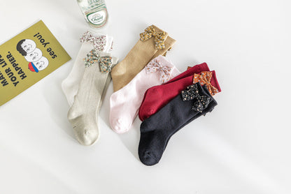 Baby Unisex Solid Color Bow Print Accessories Socks