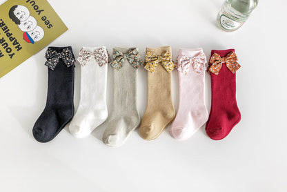 Baby Unisex Solid Color Bow Print Accessories Socks