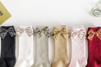 Baby Unisex Solid Color Bow Print Accessories Socks