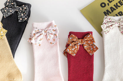 Baby Unisex Solid Color Bow Print Accessories Socks