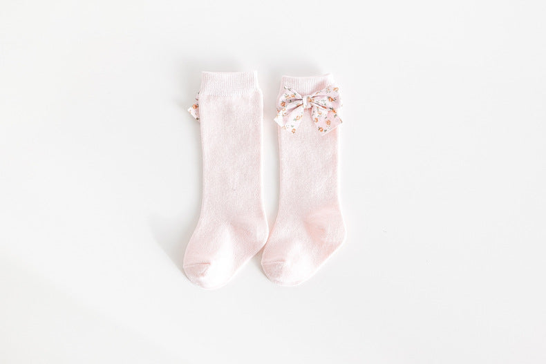 Baby Unisex Solid Color Bow Print Accessories Socks