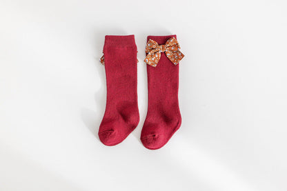 Baby Unisex Solid Color Bow Print Accessories Socks