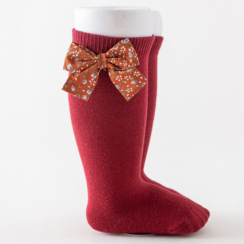 Baby Unisex Solid Color Bow Print Accessories Socks