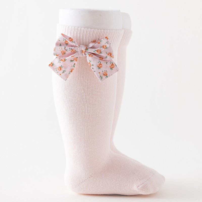 Baby Unisex Solid Color Bow Print Accessories Socks