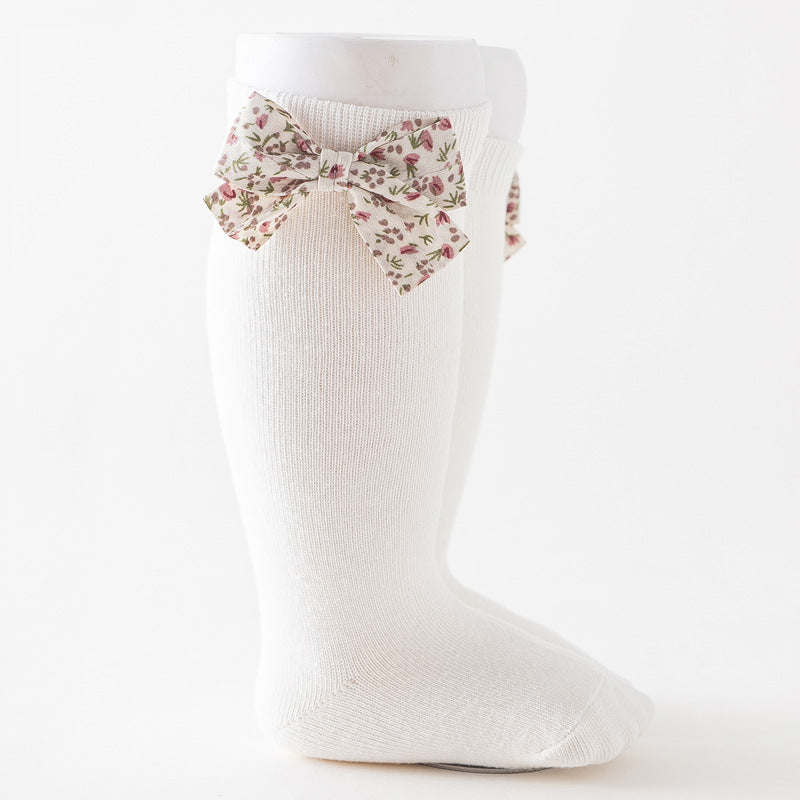 Baby Unisex Solid Color Bow Print Accessories Socks