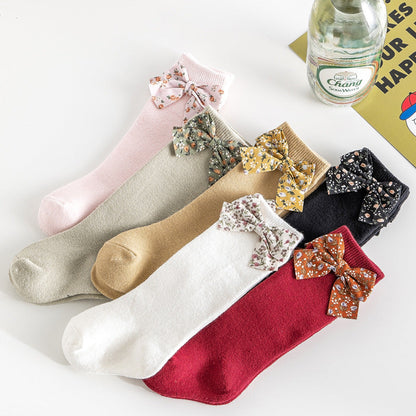Baby Unisex Solid Color Bow Print Accessories Socks