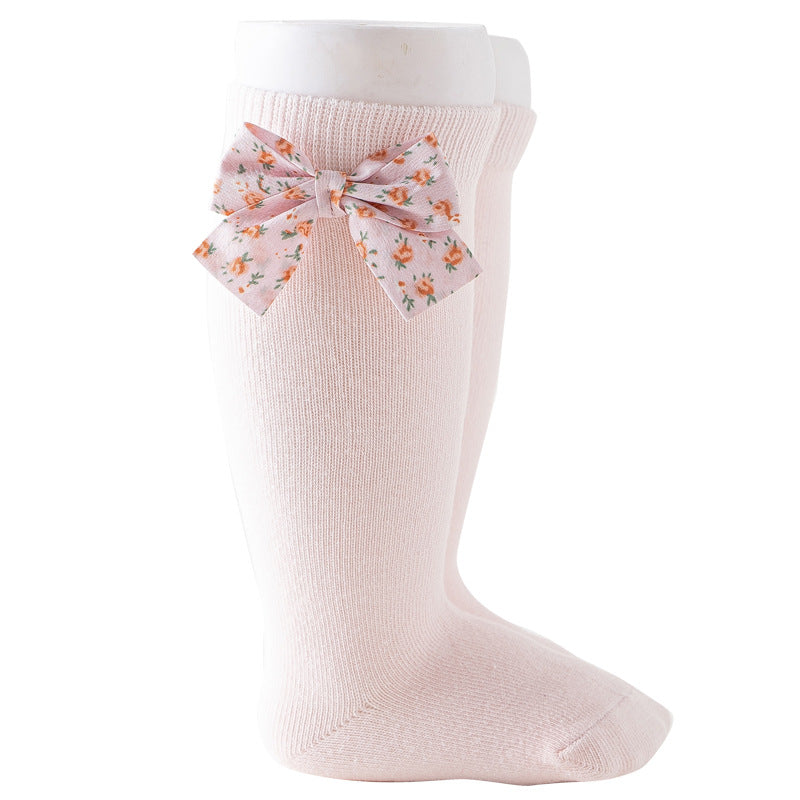 Baby Unisex Solid Color Bow Print Accessories Socks